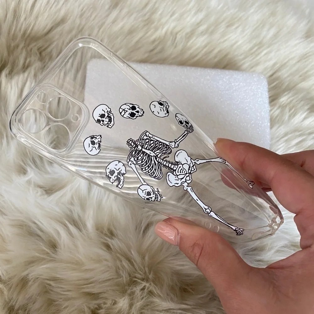 NWT - clear iPhone cases skeleton juggling heads